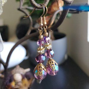 Aurora Borealis Art Deco Crystal Earrings